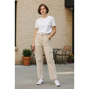 Women's Nikole Miller Ankle Crop Off White Vintage Look Jeans Size 8